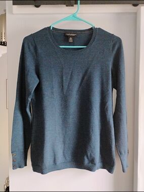 Banana Republic Teal Crewneck Button Cuff Sweater